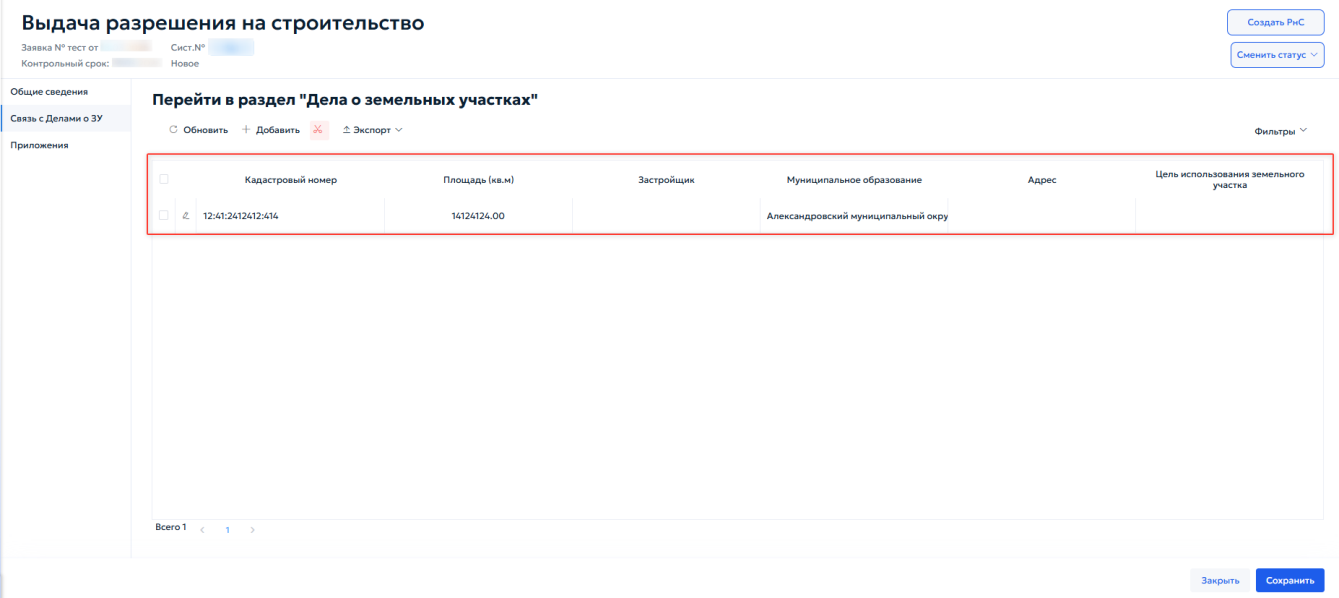 Рисунок 50 — Таблица земельных участков.